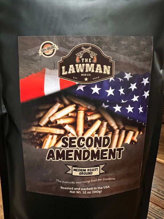 Second Amendment ground and whole bean coffee product photo.