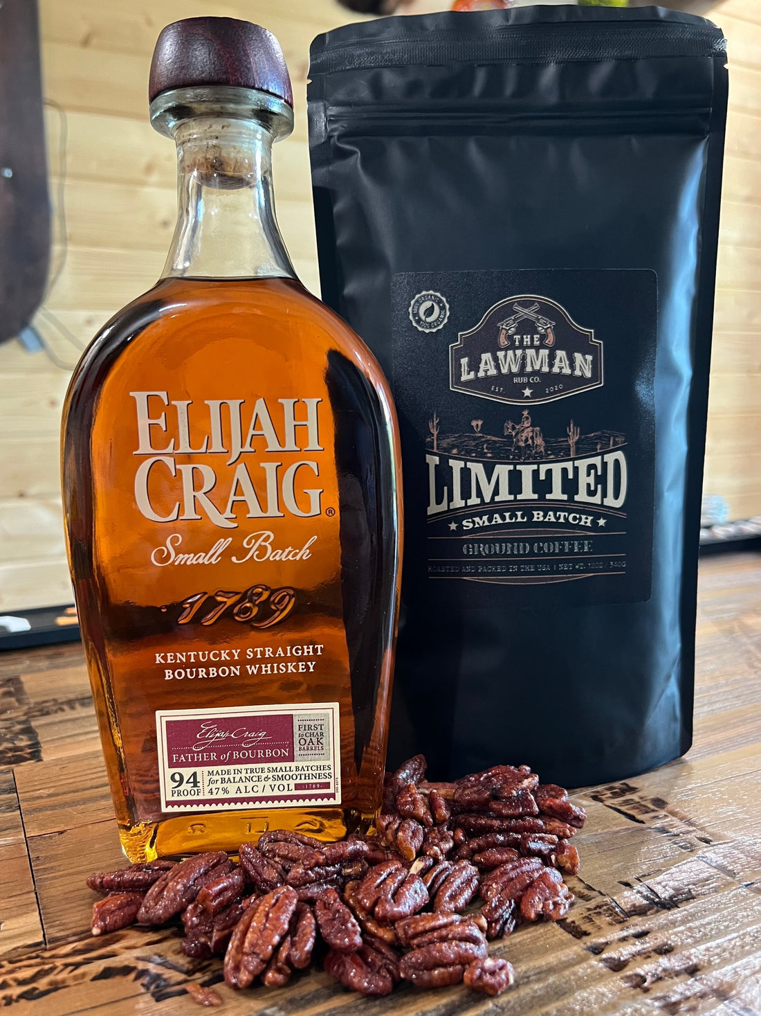 Bourbon pecan flavored coffee — ground bag and K-Cup pods — The Lawman Coffee Co., Maryville Tennessee