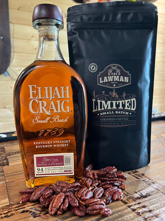 Bourbon pecan flavored coffee — ground bag and K-Cup pods — The Lawman Coffee Co., Maryville Tennessee
