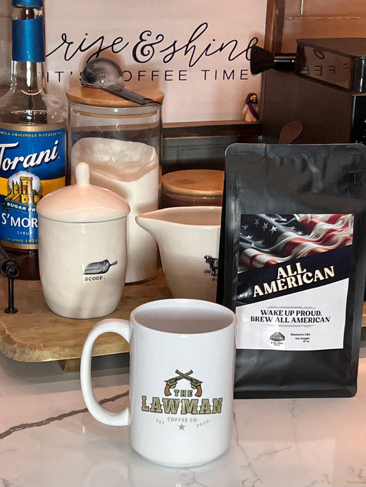 The Lawman Coffee Co. introduction to Second Amendment Medium Roast, All American Dark Roast, and Bourbon Pecan flavored coffee, available in K-Cups.