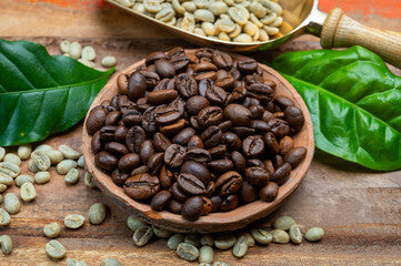 Green coffee beans to roasted coffee beans