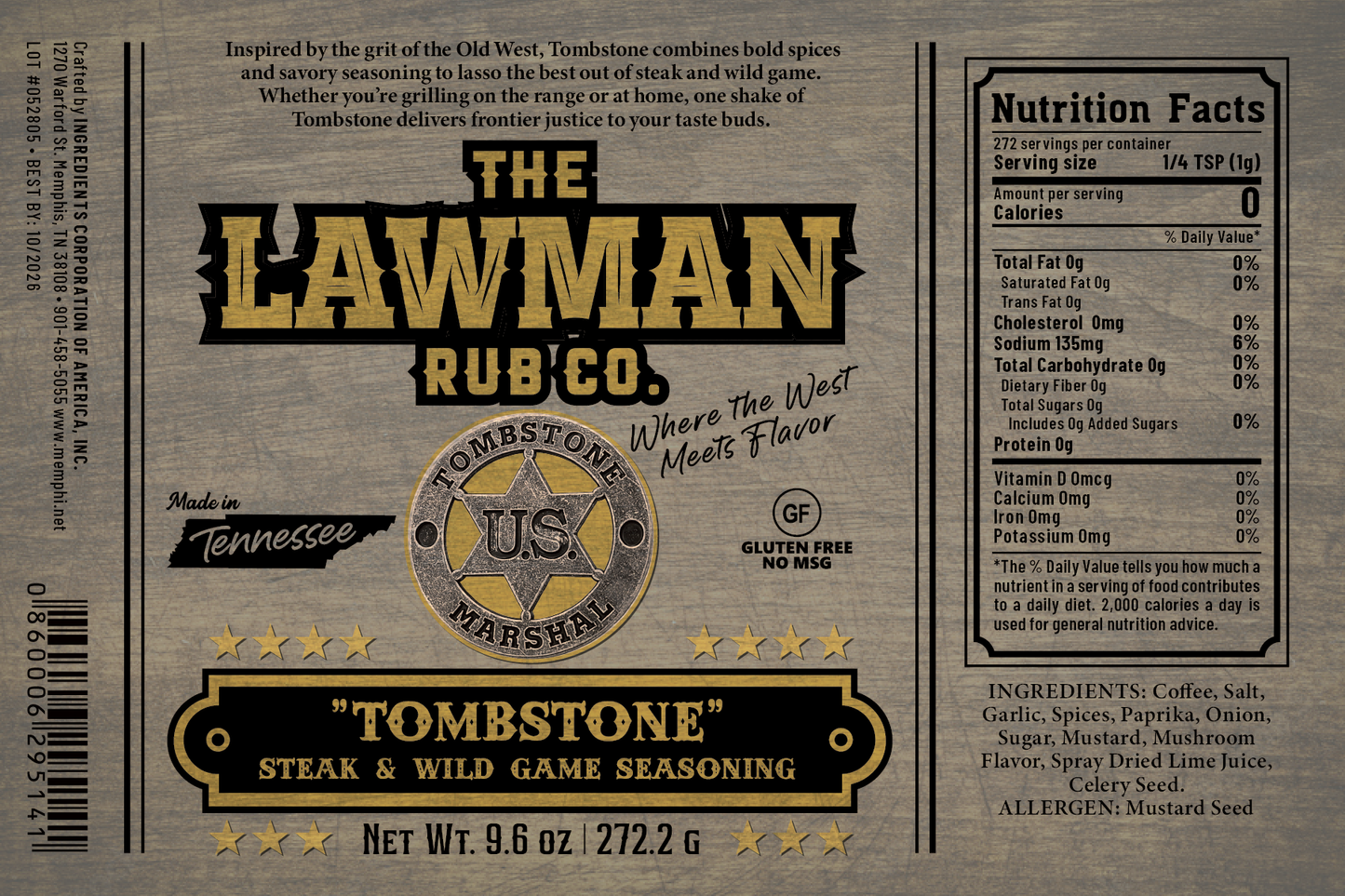 The Lawman Rub Co Tombstone Steak and Wild Game seasoning