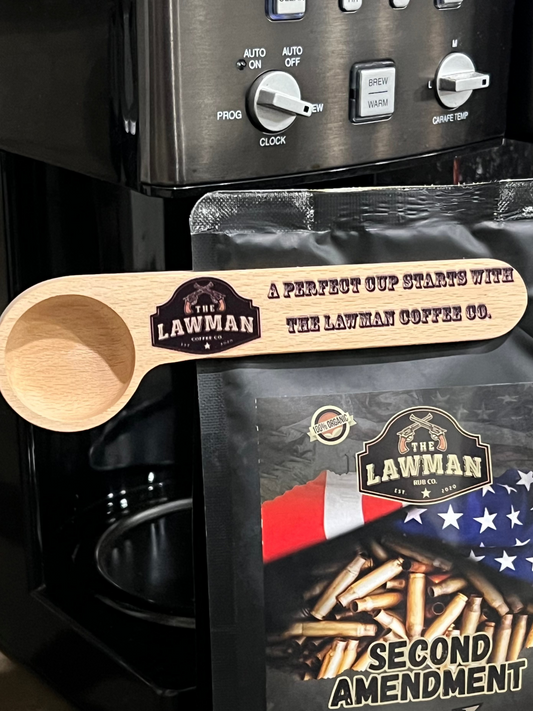 Lawman Coffee Scoop and Bag Clip – Branded Wood Swag for Coffee Lovers