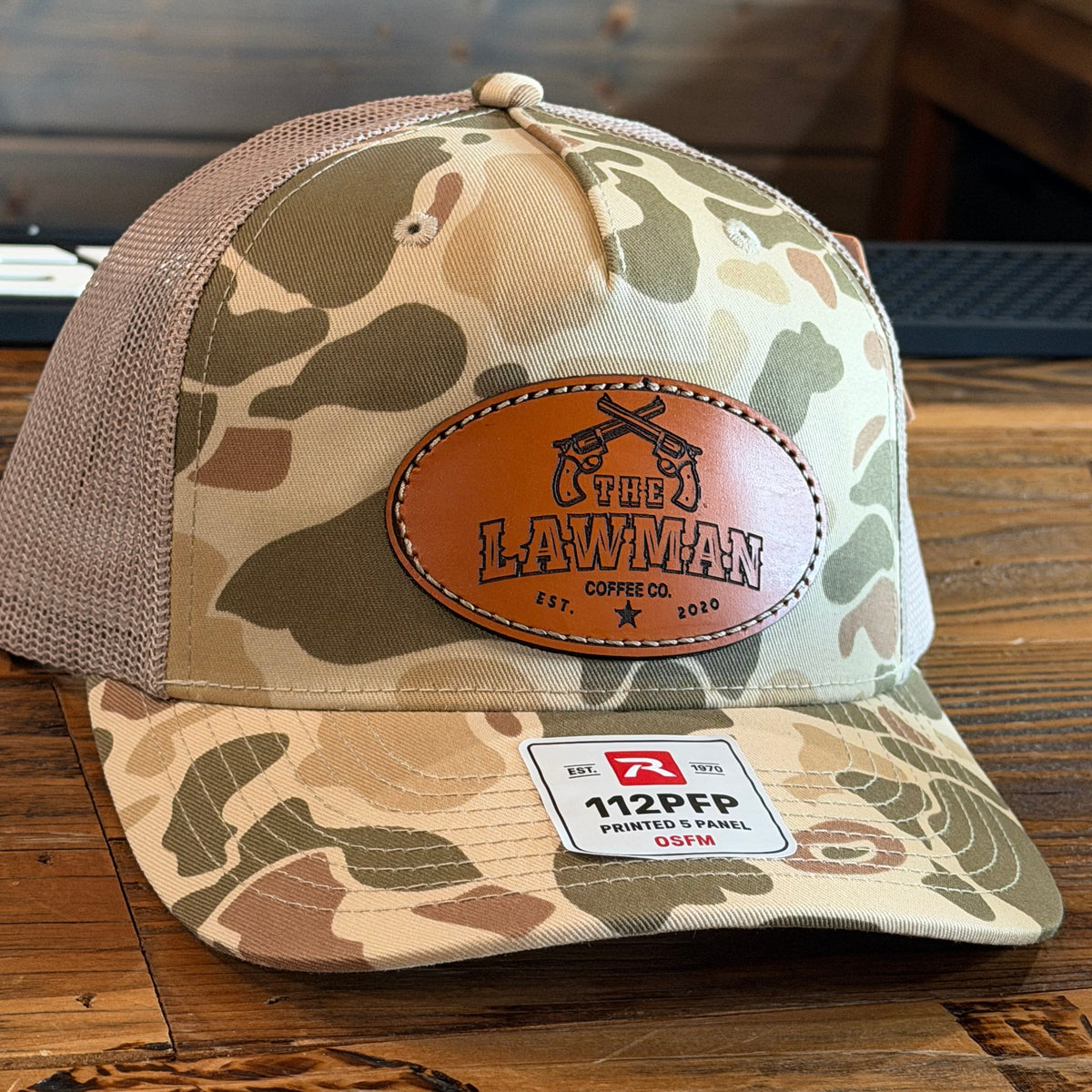 Harvest Duck Camo Leather Patch Lawman coffee