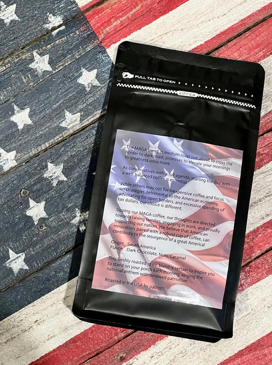 MAGA Coffee ground and whole bean product photo.