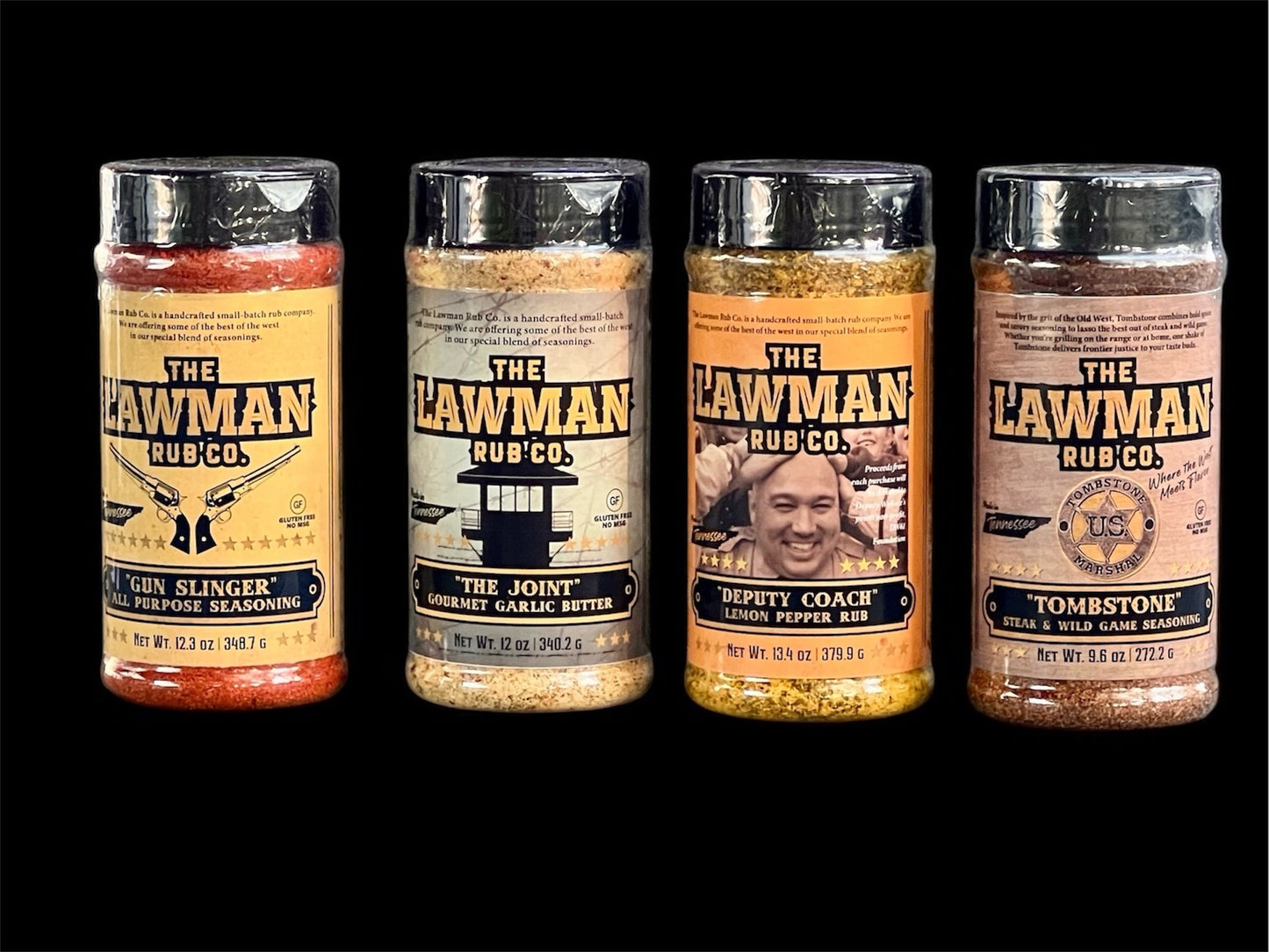 The Badge Collection – All Four Signature Lawman Rub Co Seasonings